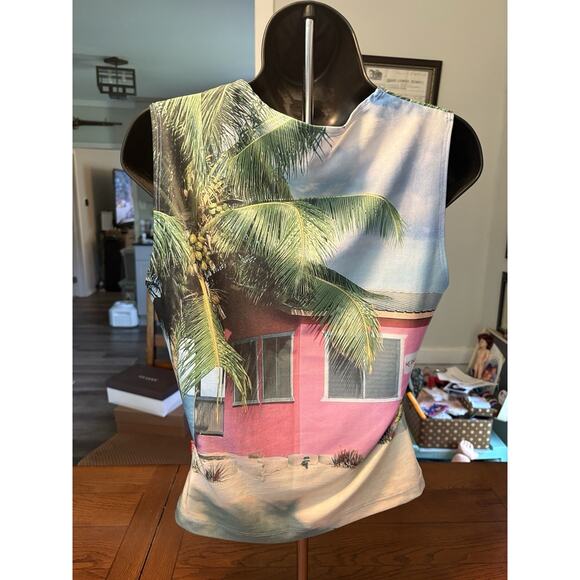 SUVA Tank Top Beach Cabana Photographic Print Sz Medium Private Label Summer USA - Picture 3 of 5